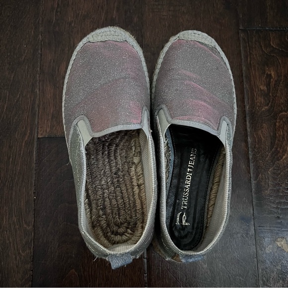 Trussardi Jeans espadrilles platform iridescent shimmer 38